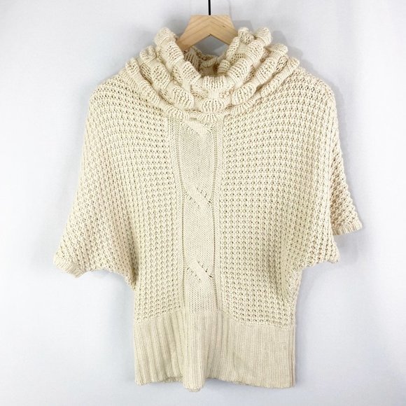 Pacific Heights Sweaters - Pacific Heights Cowl Neck Dolman Cable Knit Sweater Petite Medium
